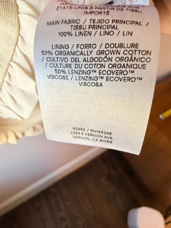 Reformation Bess Linen Top Sugar White Ruffle Button Front 100% Linen Size Large - Picture 6 of 9